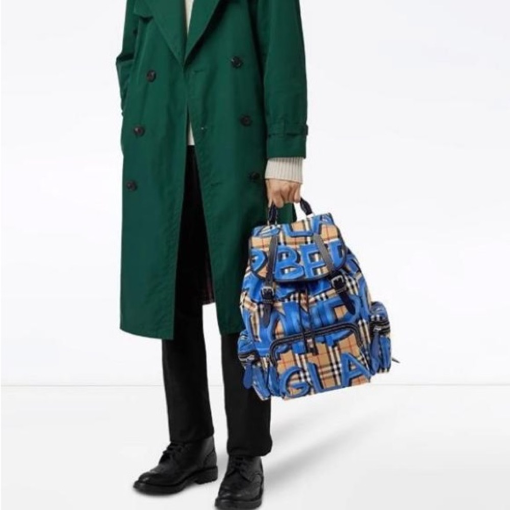 Burberry Check Graffiti Backpack /Rucksack RARE Blue EUC MSRP $1500
